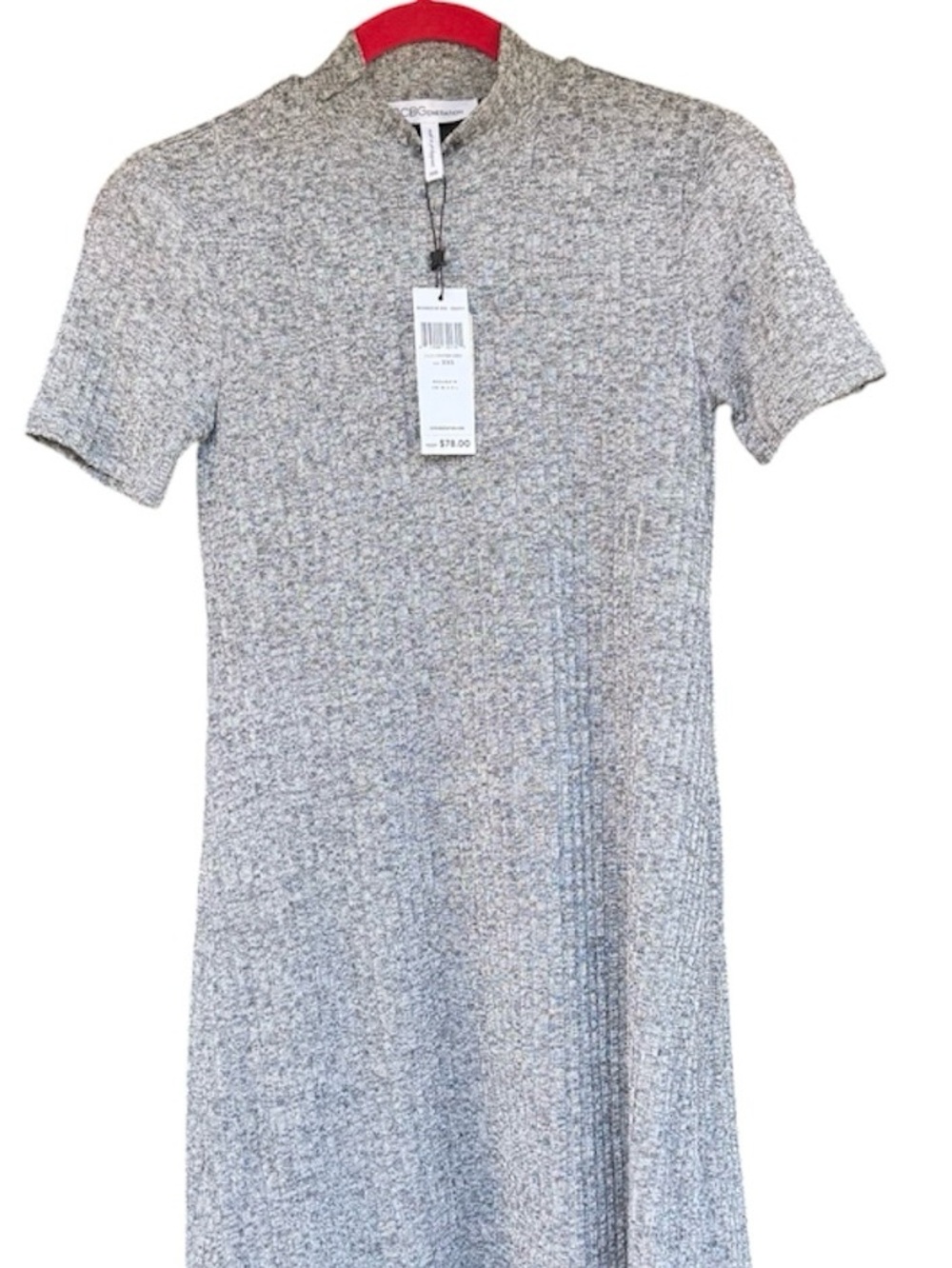 BCBGeneration Heather Gray Short Sleeve Ribbed Knit Dress